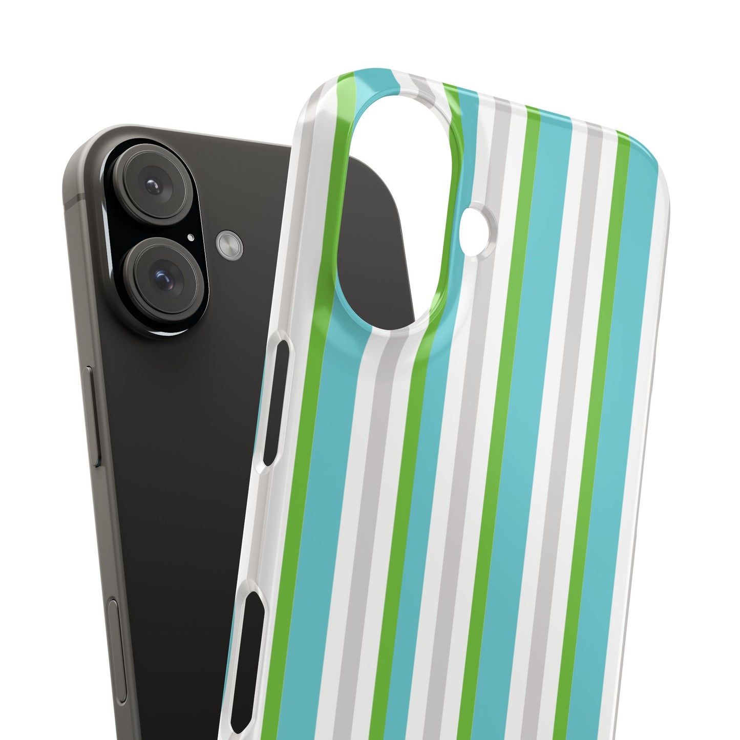 iPhone Snap Case - Modernes Abstraktes Design mit Grünen und Weißen Linien