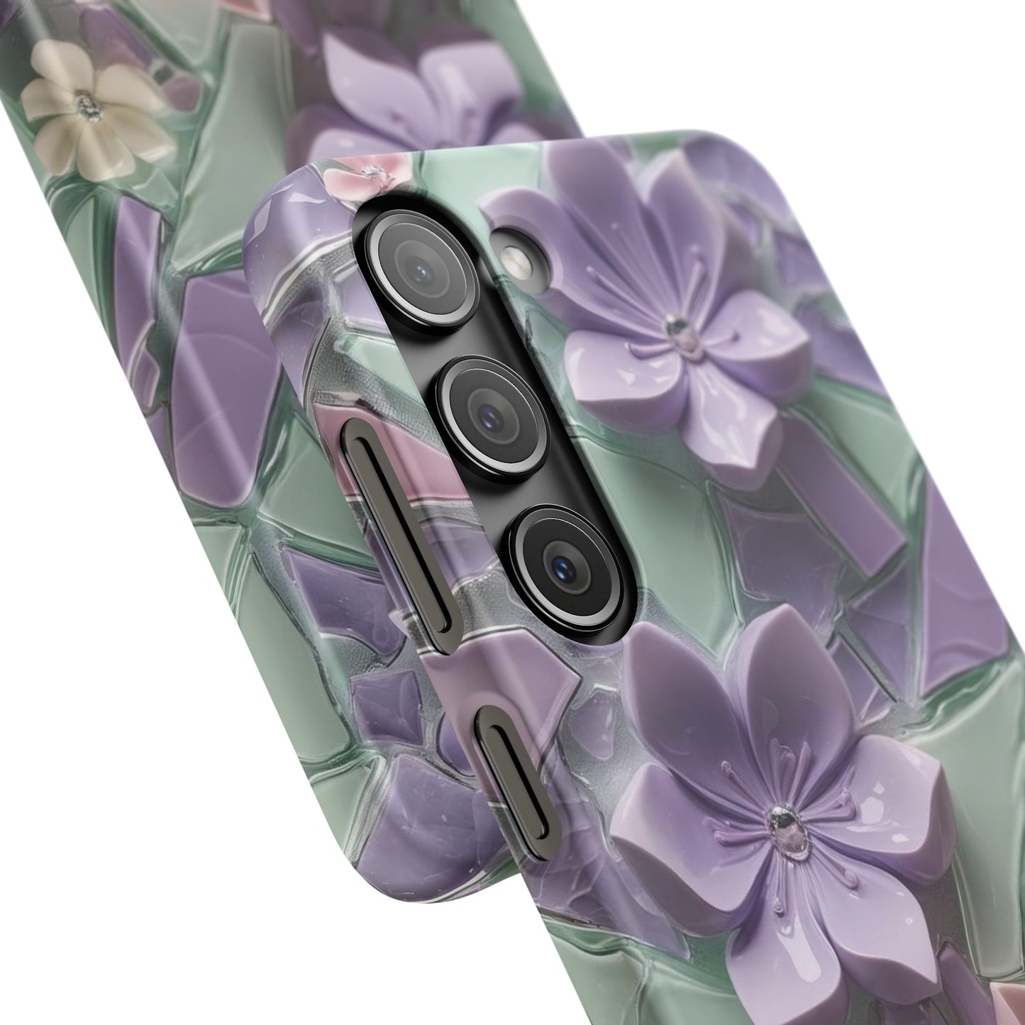 Snap Case Elegante Florale Samsung Handyhülle mit 3D-Effekt