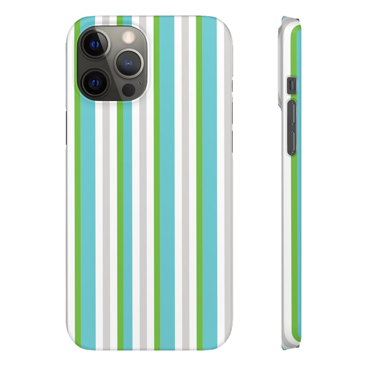 iPhone Snap Case - Modernes Abstraktes Design mit Grünen und Weißen Linien