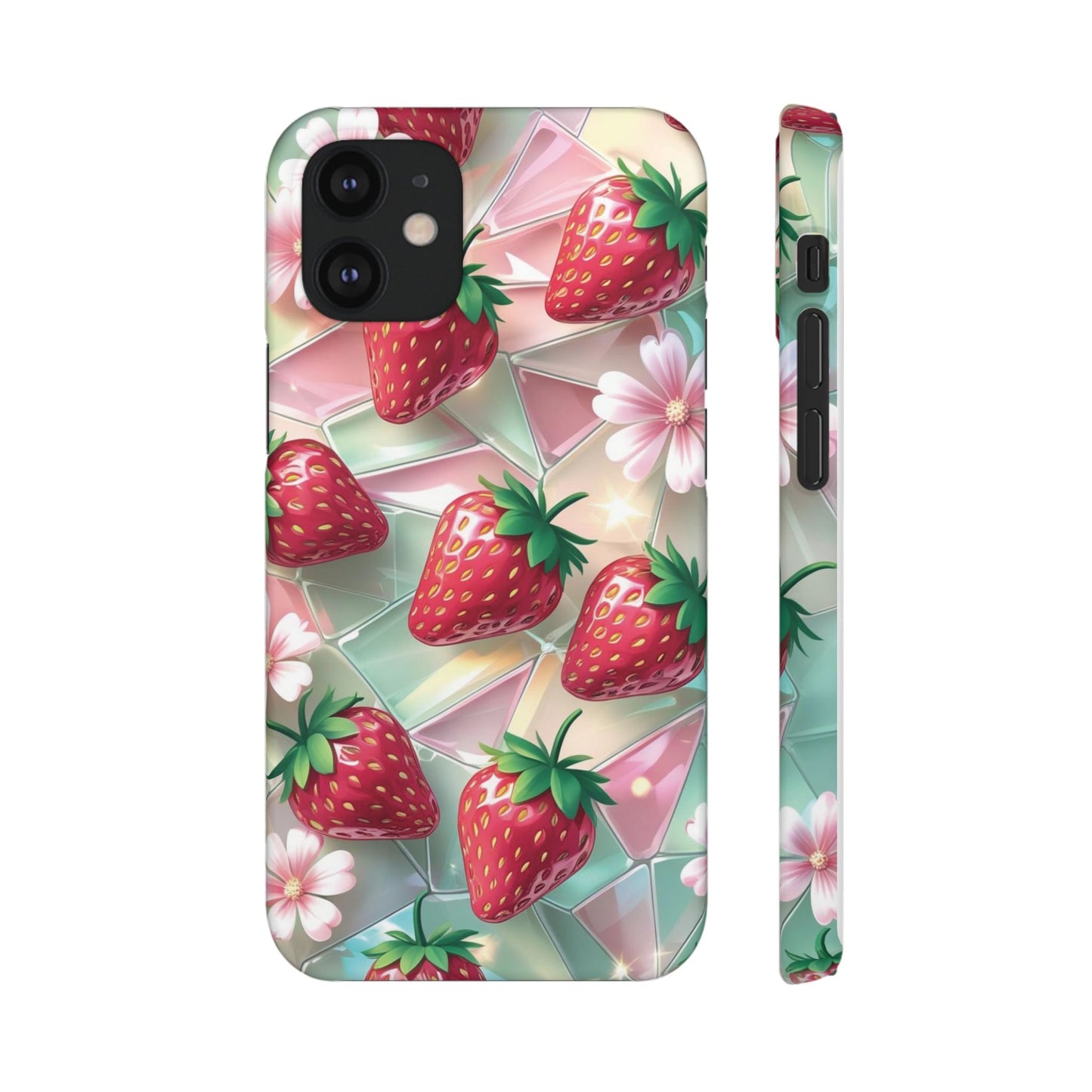 Snap Case iPhone Handyhülle - 3D Effekt Erdbeeren
