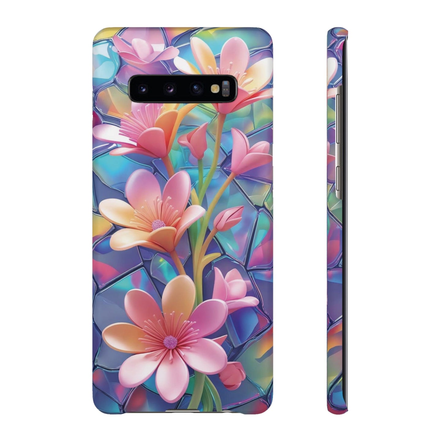 Snap Case Elegante Florale Samsung Handyhülle mit 3D-Effekt