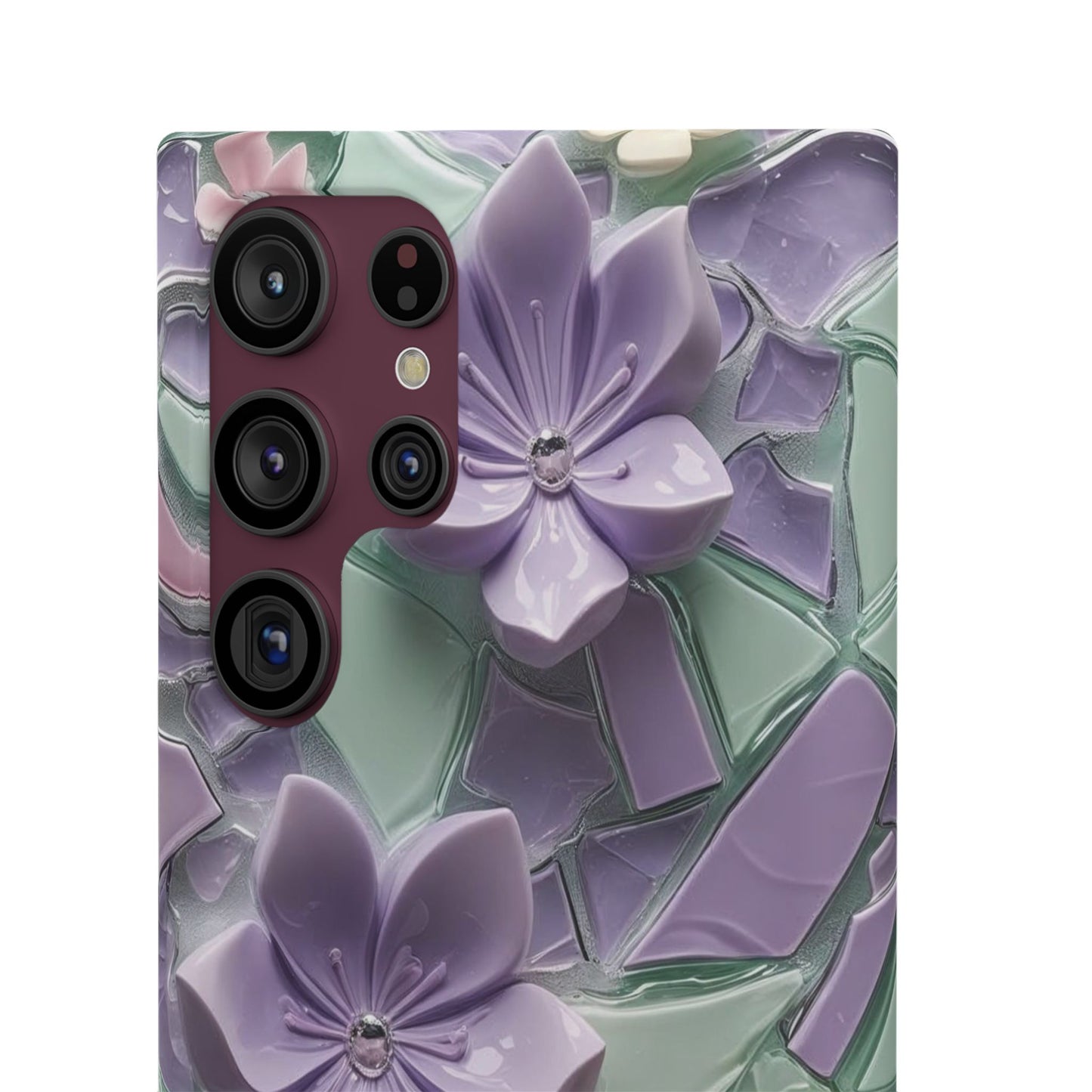 Snap Case Elegante Florale Samsung Handyhülle mit 3D-Effekt