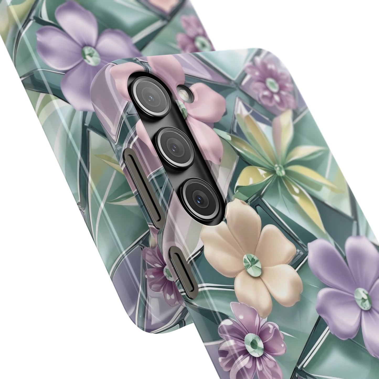 Snap Case Elegante Florale Samsung Handyhülle mit 3D-Effekt