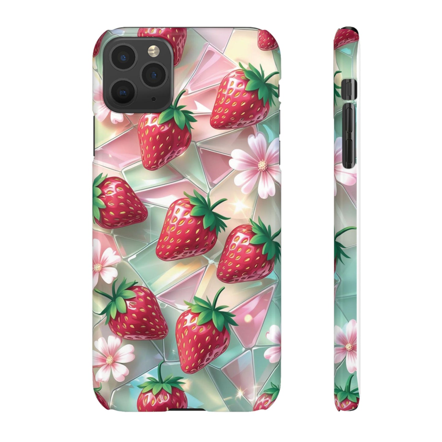 Snap Case iPhone Handyhülle - 3D Effekt Erdbeeren