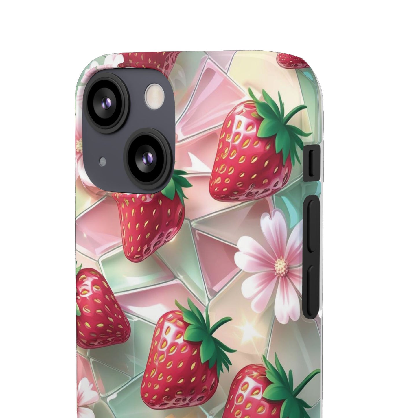Snap Case iPhone Handyhülle - 3D Effekt Erdbeeren