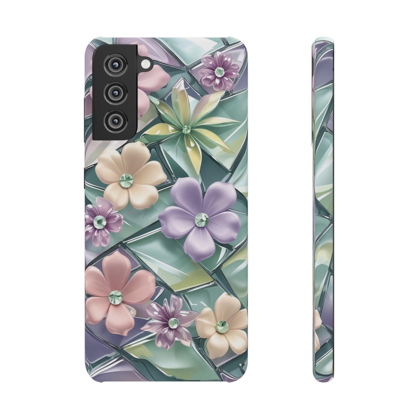 Snap Case Elegante Florale Samsung Handyhülle mit 3D-Effekt