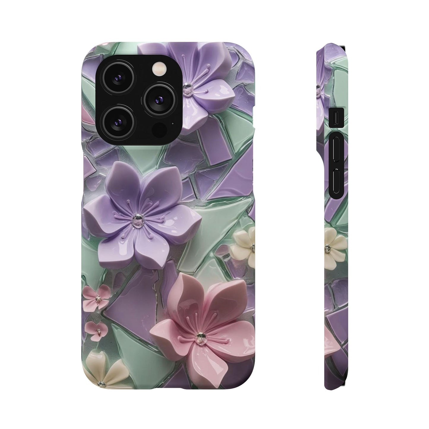 Snap Case Elegante Florale iPhone Handyhülle mit 3D-Effekt