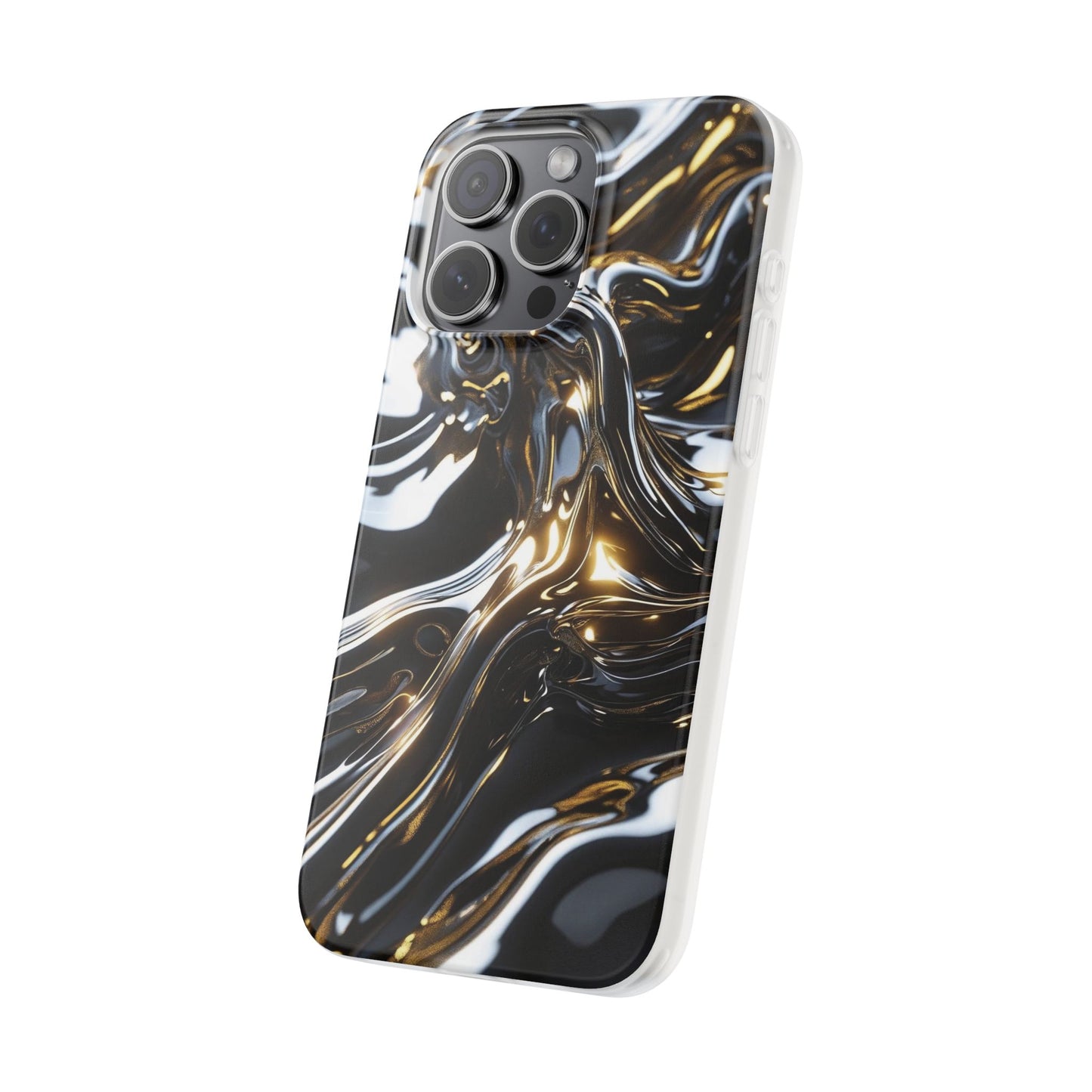 iPhone Handyhülle Flexi Case - Schwarz-Silber Metallic