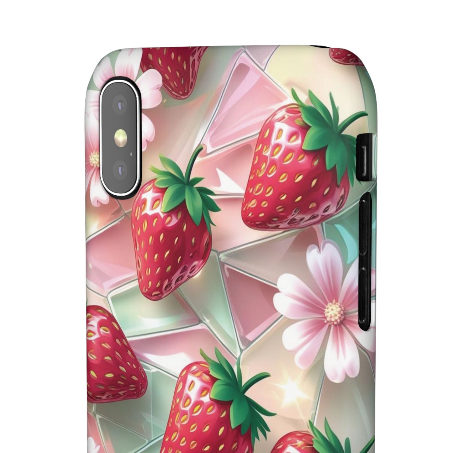 Snap Case iPhone Handyhülle - 3D Effekt Erdbeeren