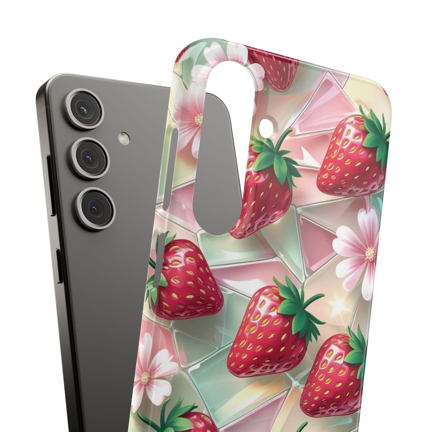 Snap Case Samsung Handyhülle - 3D Effekt Erdbeeren