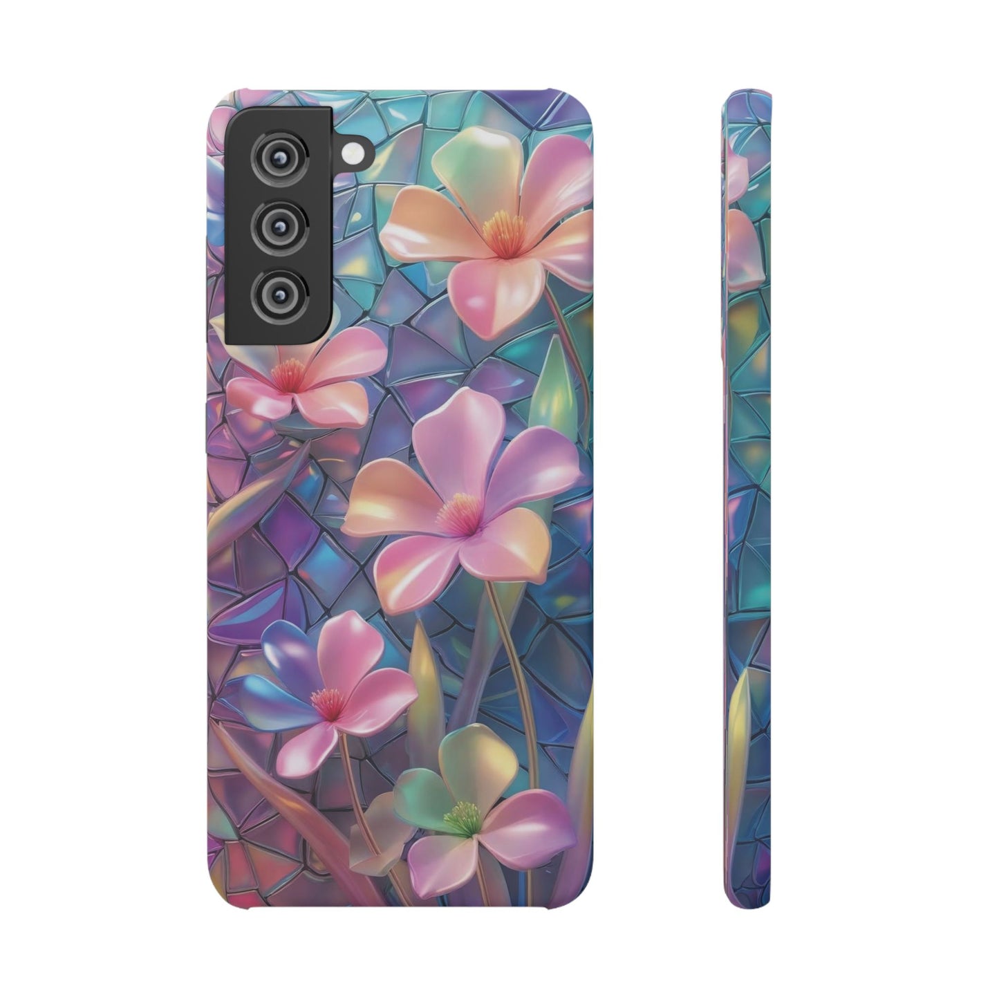 Snap Case Elegante Florale Samsung Handyhülle mit 3D-Effekt