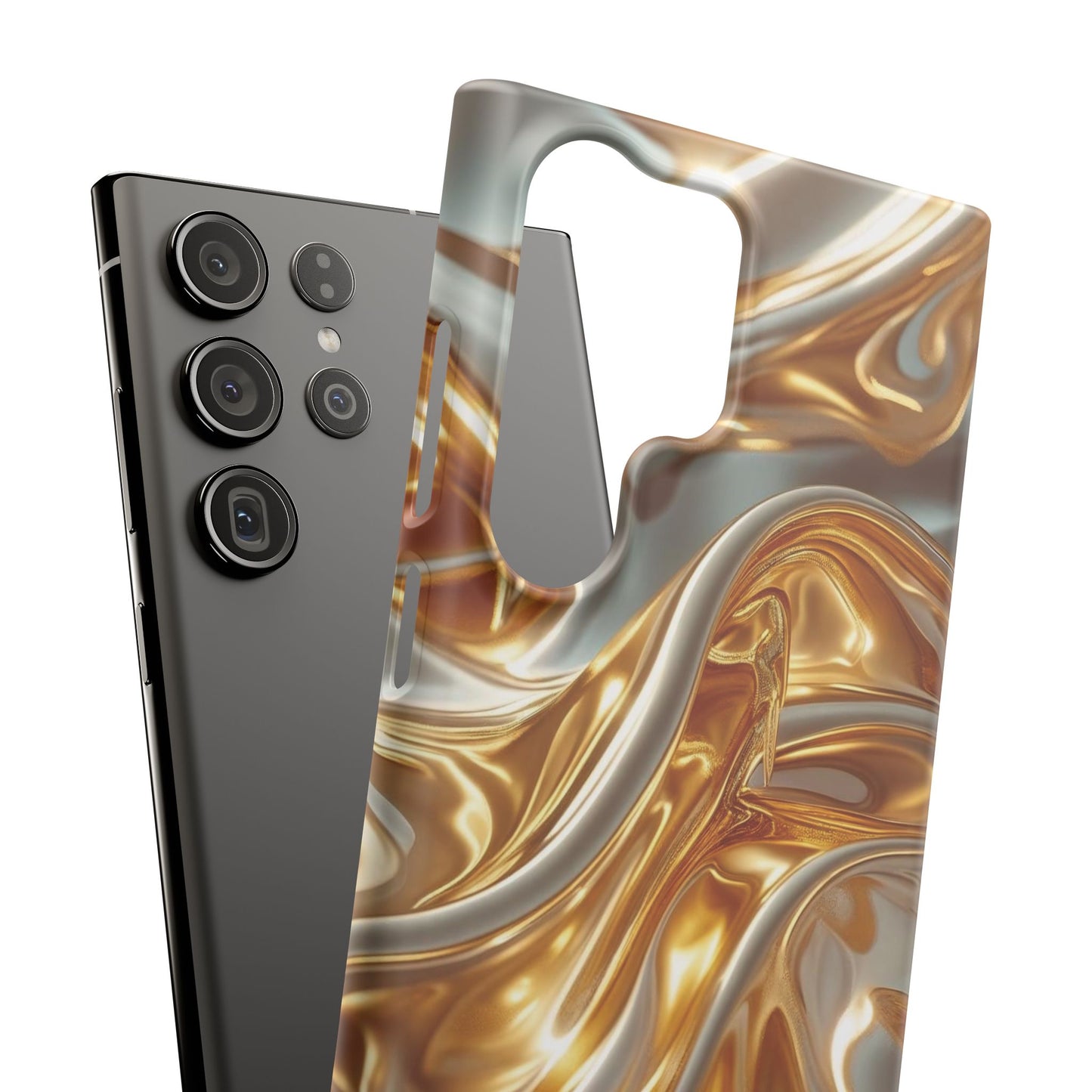 Snap Case Samsung Handyhülle – Gold Dynamic Liquid 3D Effekt
