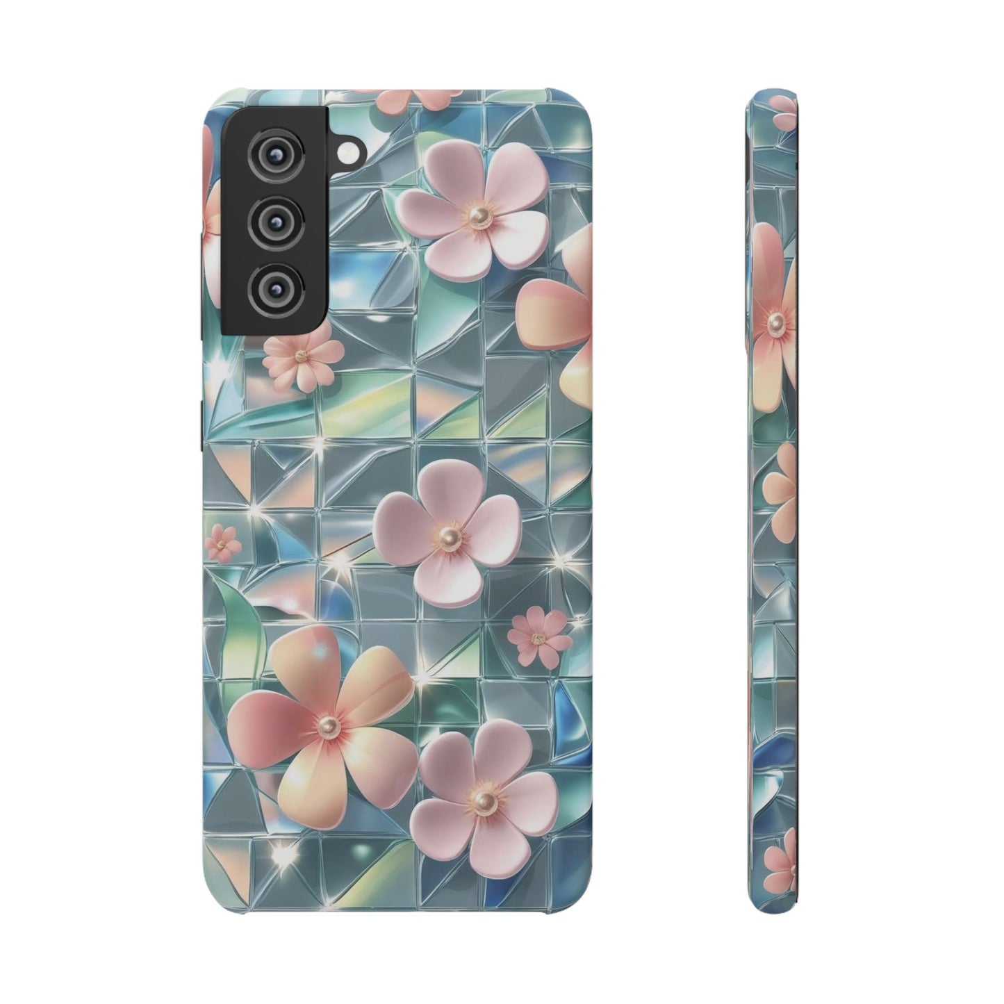 Snap Case Samsung Handyhülle mit 3D-Effekt und Blumenmuster