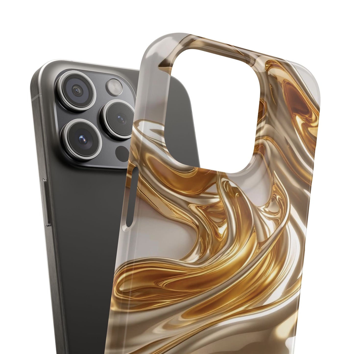 Snap Case iPhone Handyhülle – Gold Dynamic Liquid 3D Effekt