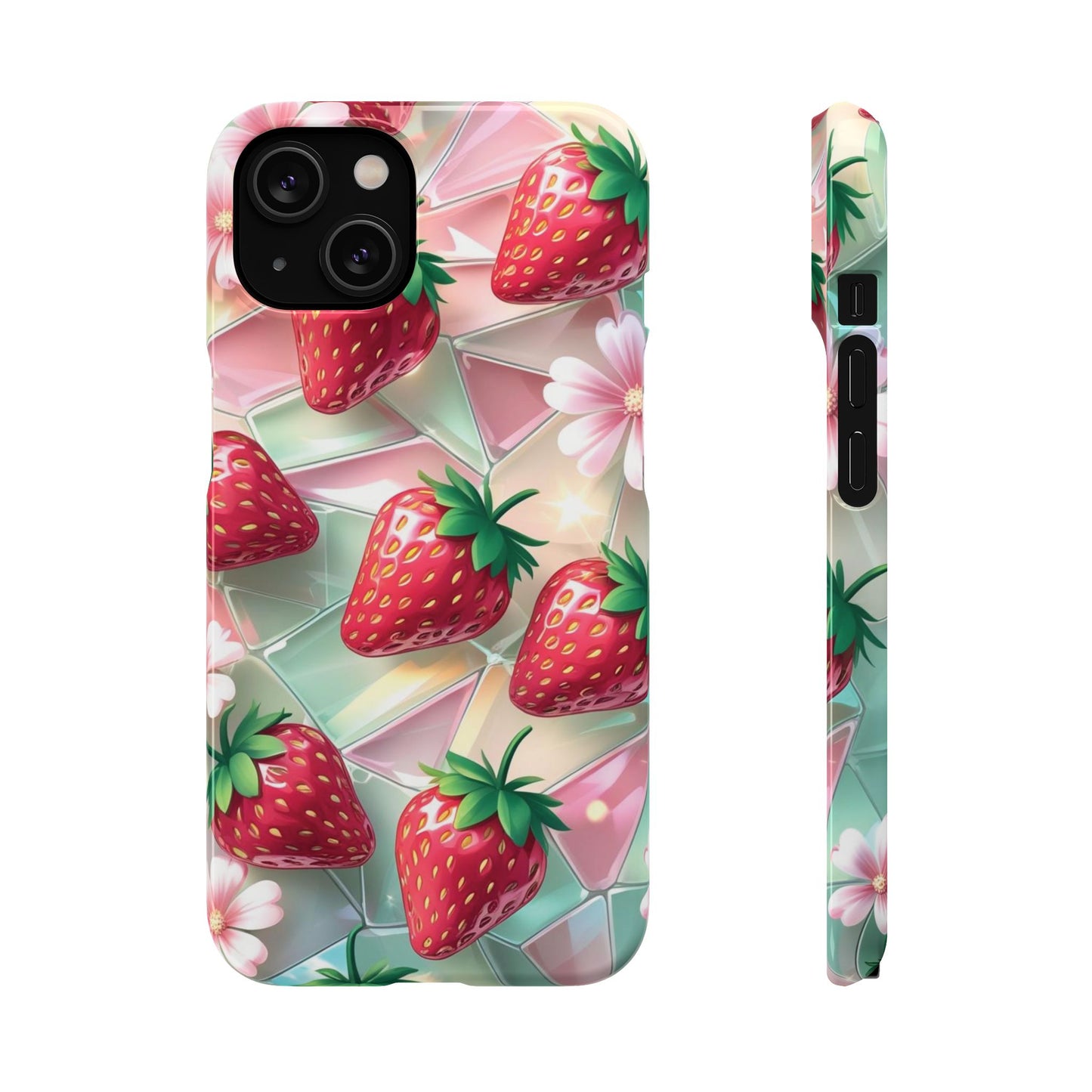 Snap Case iPhone Handyhülle - 3D Effekt Erdbeeren