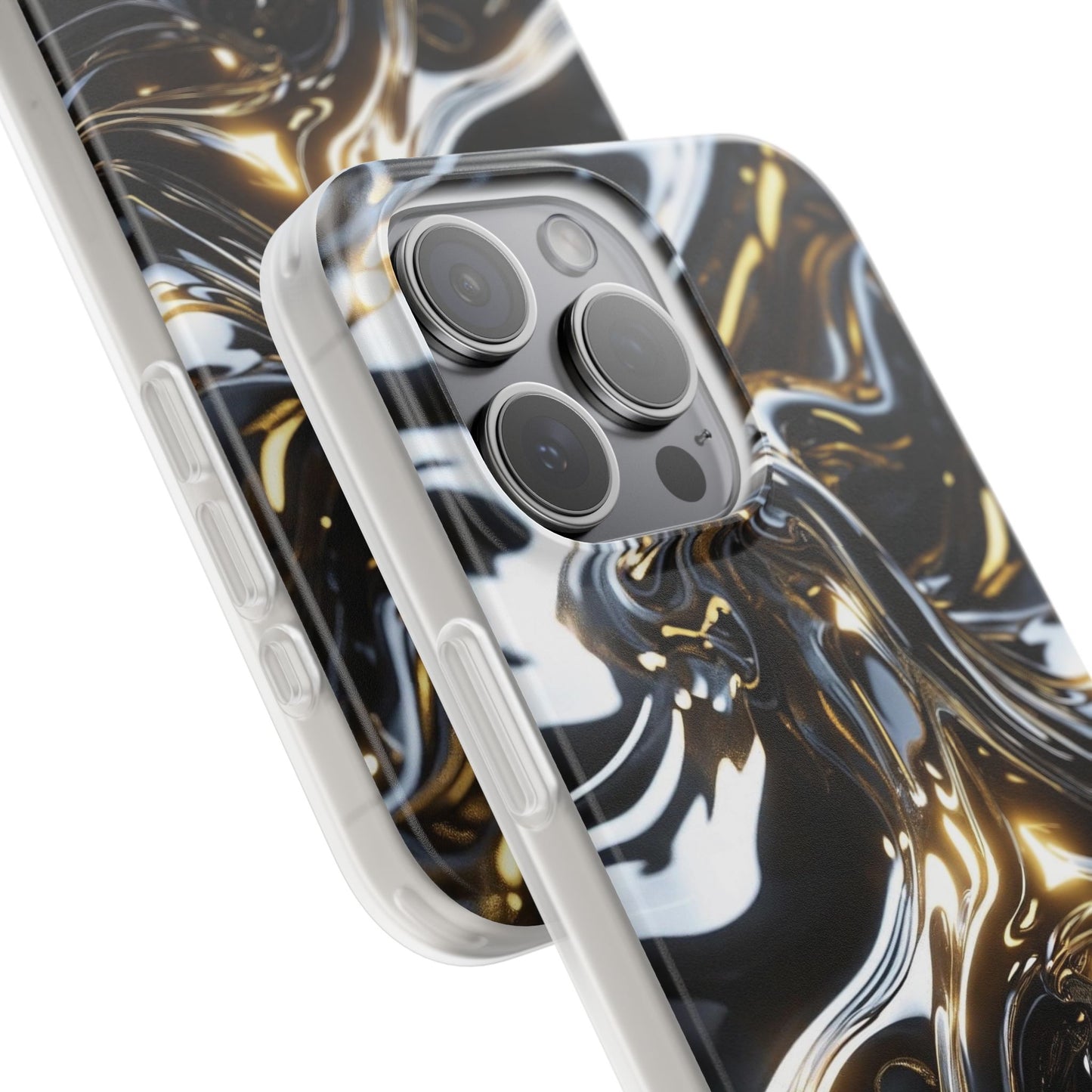 iPhone Handyhülle Flexi Case - Schwarz-Silber Metallic