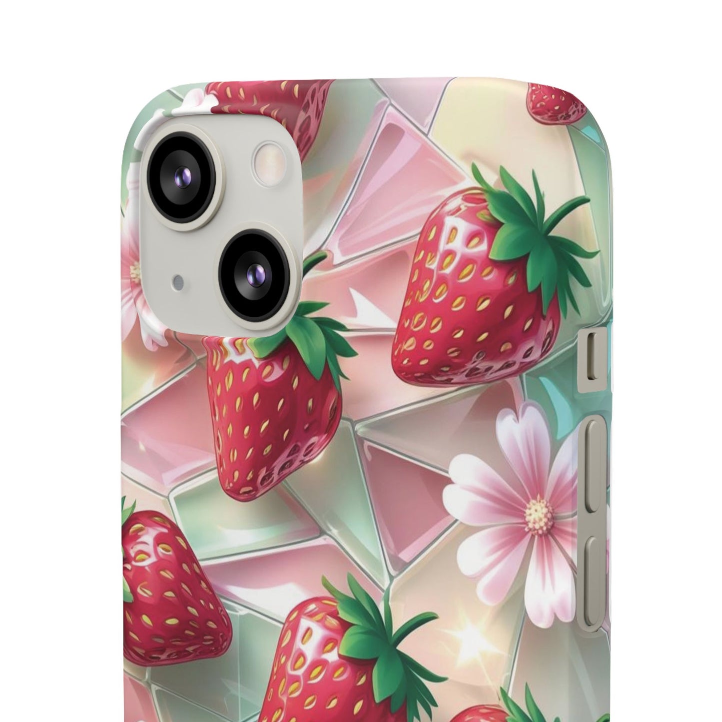 Snap Case iPhone Handyhülle - 3D Effekt Erdbeeren
