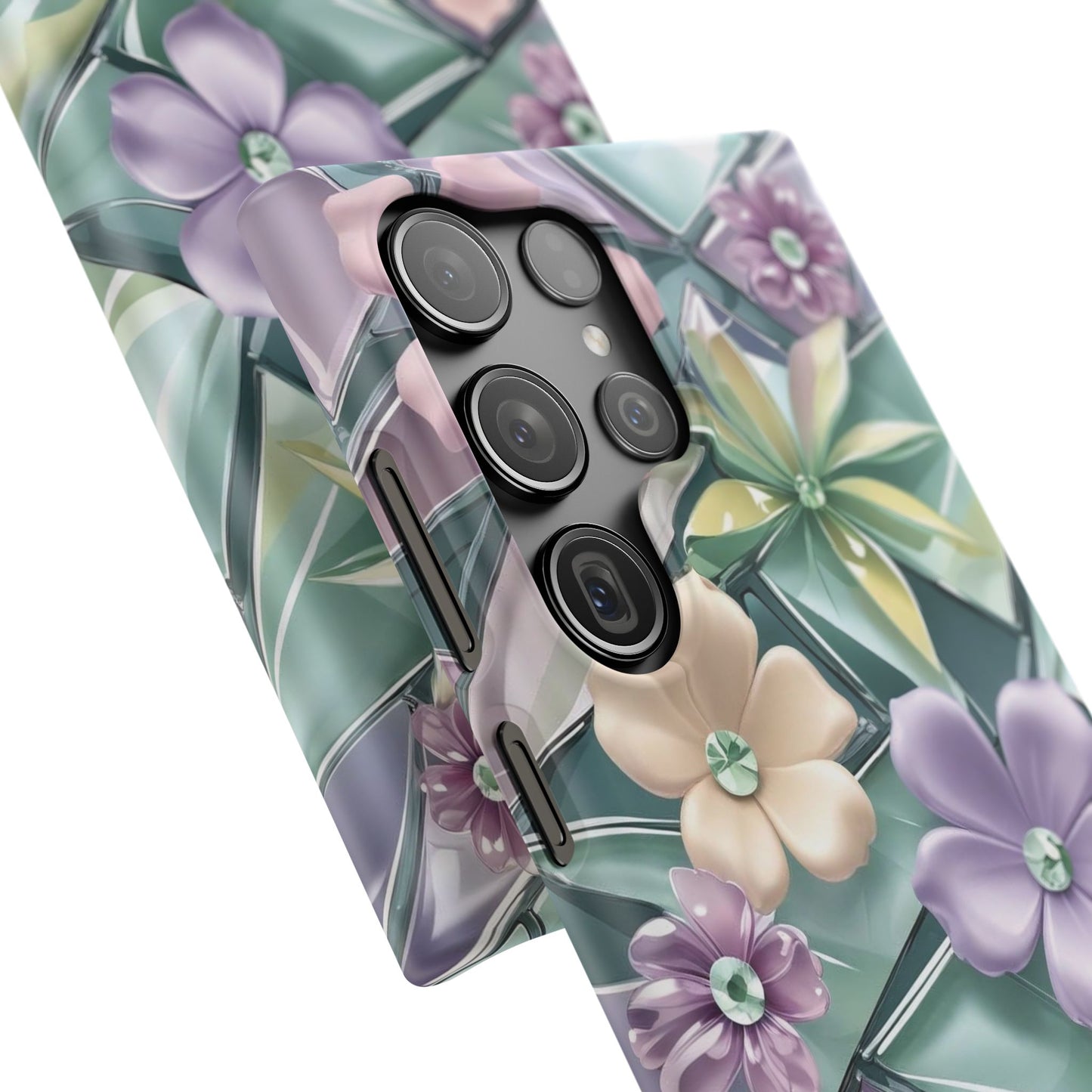 Snap Case Elegante Florale Samsung Handyhülle mit 3D-Effekt