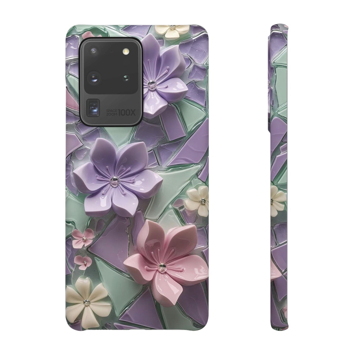Snap Case Elegante Florale Samsung Handyhülle mit 3D-Effekt