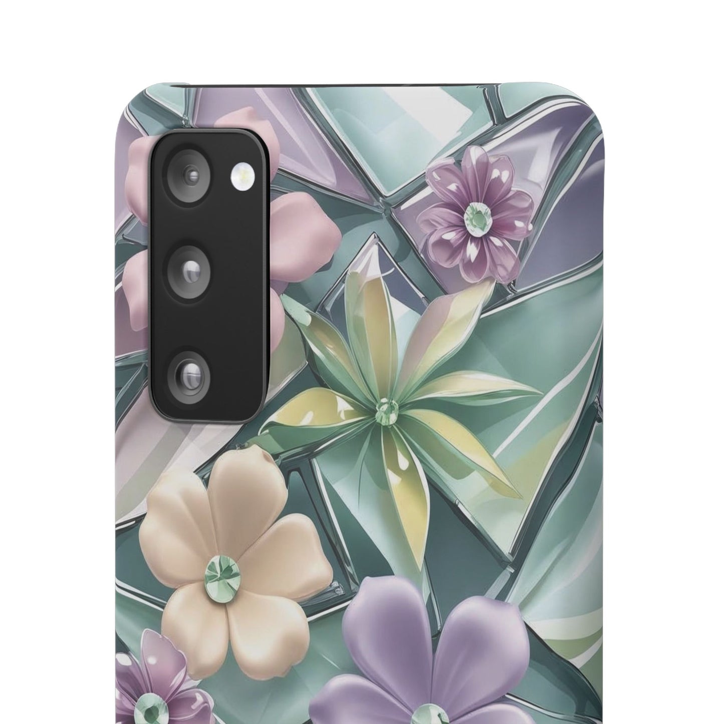 Snap Case Elegante Florale Samsung Handyhülle mit 3D-Effekt