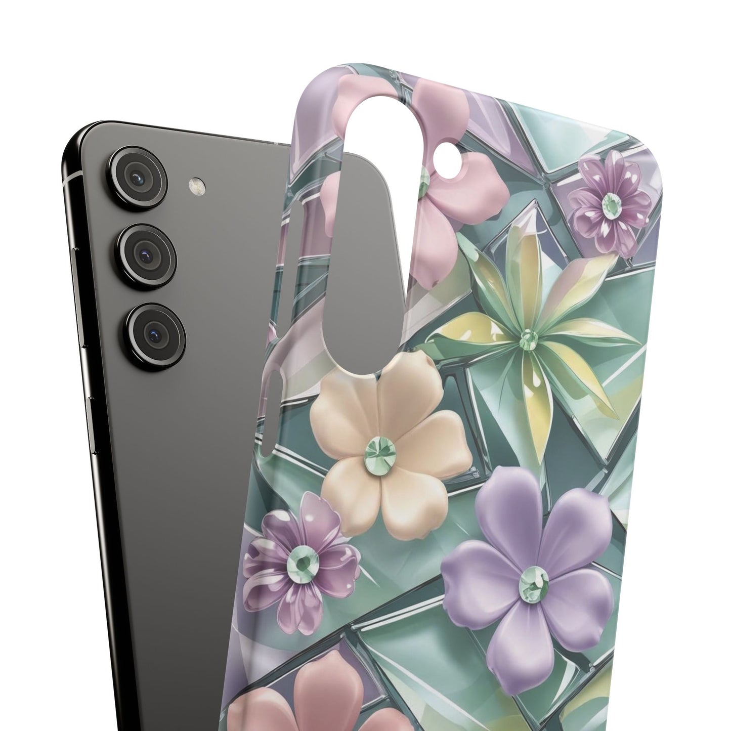 Snap Case Elegante Florale Samsung Handyhülle mit 3D-Effekt