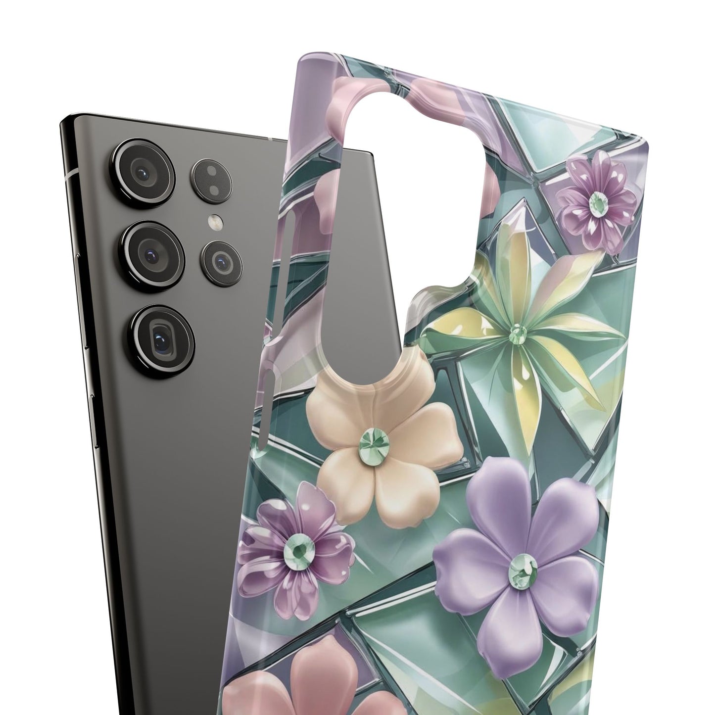 Snap Case Elegante Florale Samsung Handyhülle mit 3D-Effekt