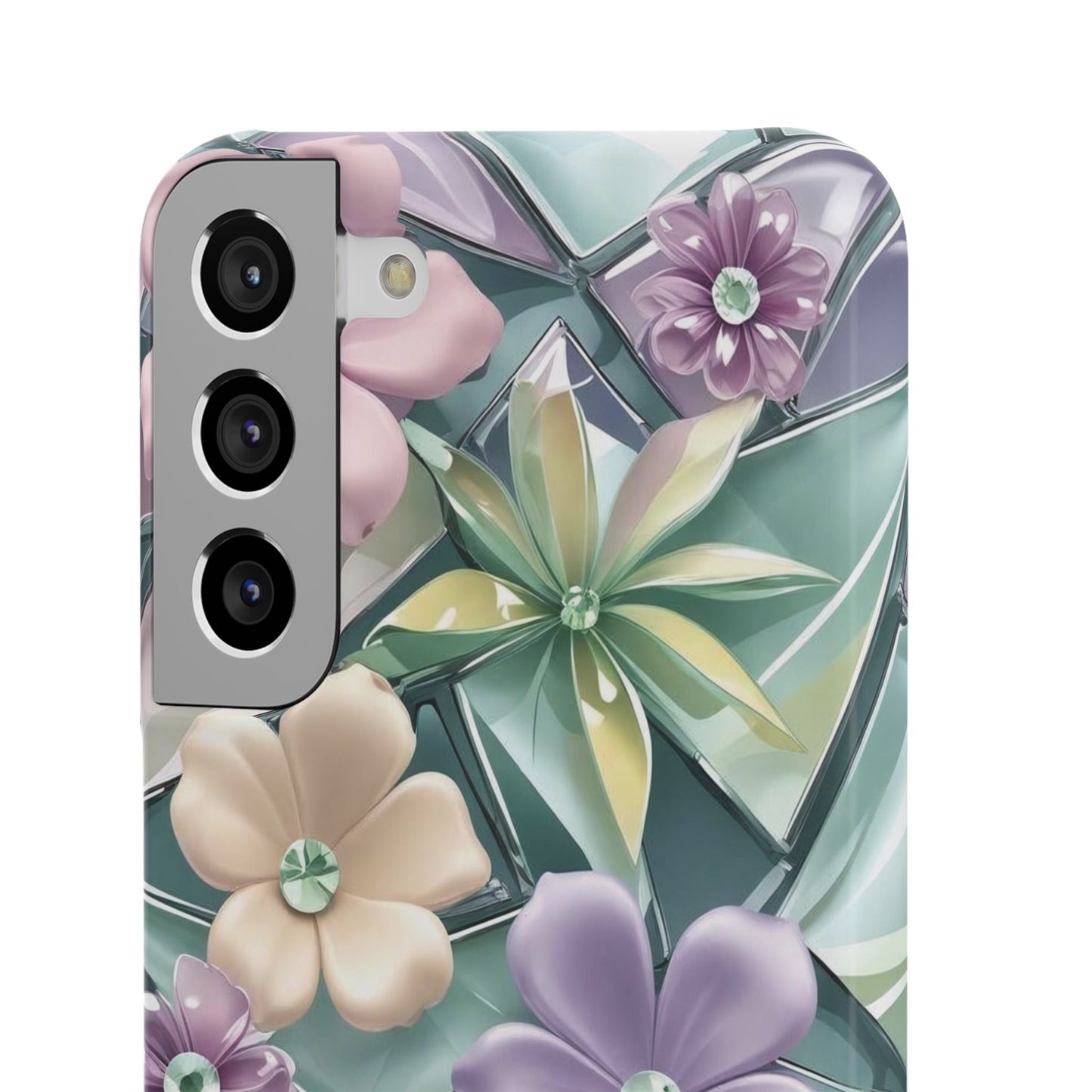 Snap Case Elegante Florale Samsung Handyhülle mit 3D-Effekt