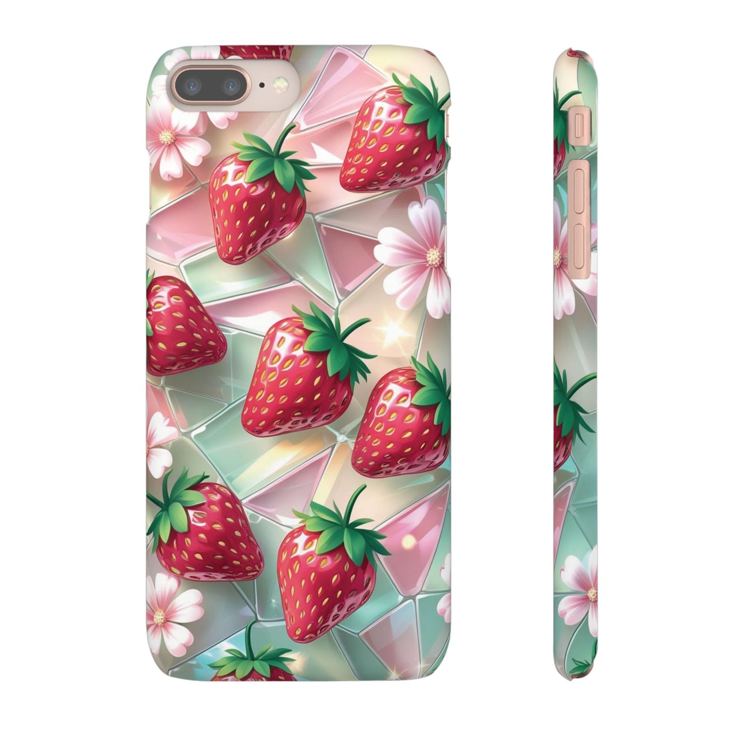 Snap Case iPhone Handyhülle - 3D Effekt Erdbeeren