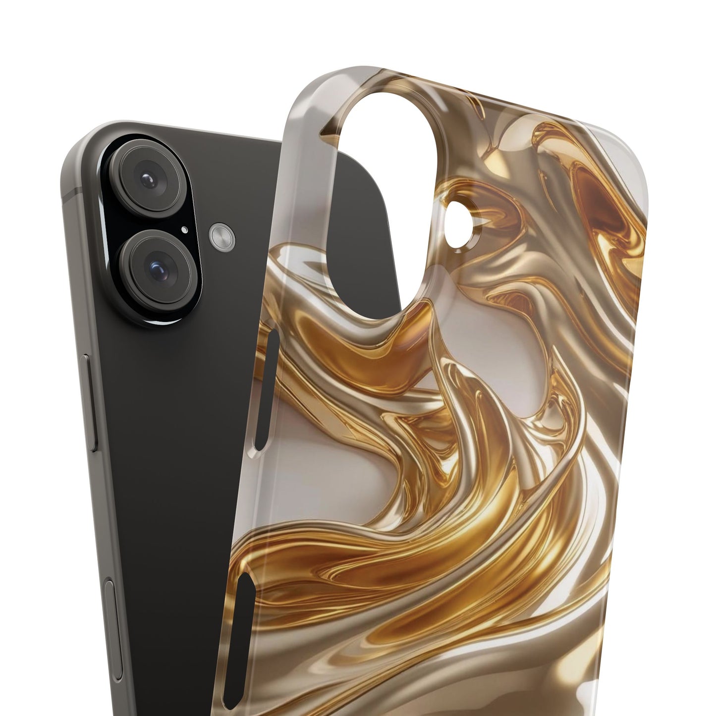 Snap Case iPhone Handyhülle – Gold Dynamic Liquid 3D Effekt