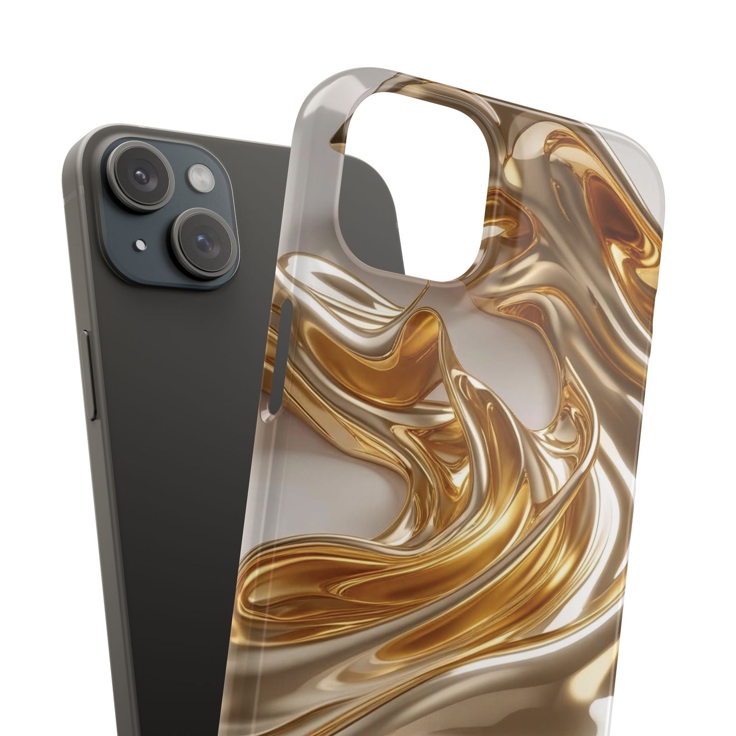 Snap Case iPhone Handyhülle – Gold Dynamic Liquid 3D Effekt