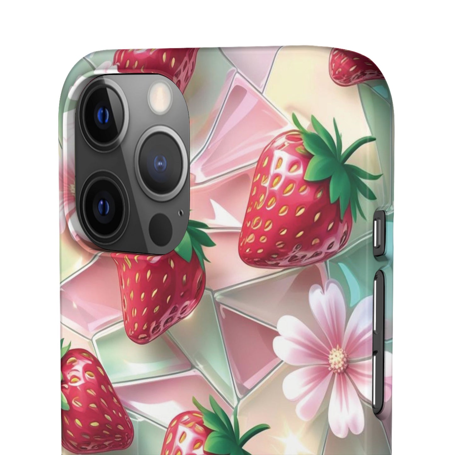 Snap Case iPhone Handyhülle - 3D Effekt Erdbeeren