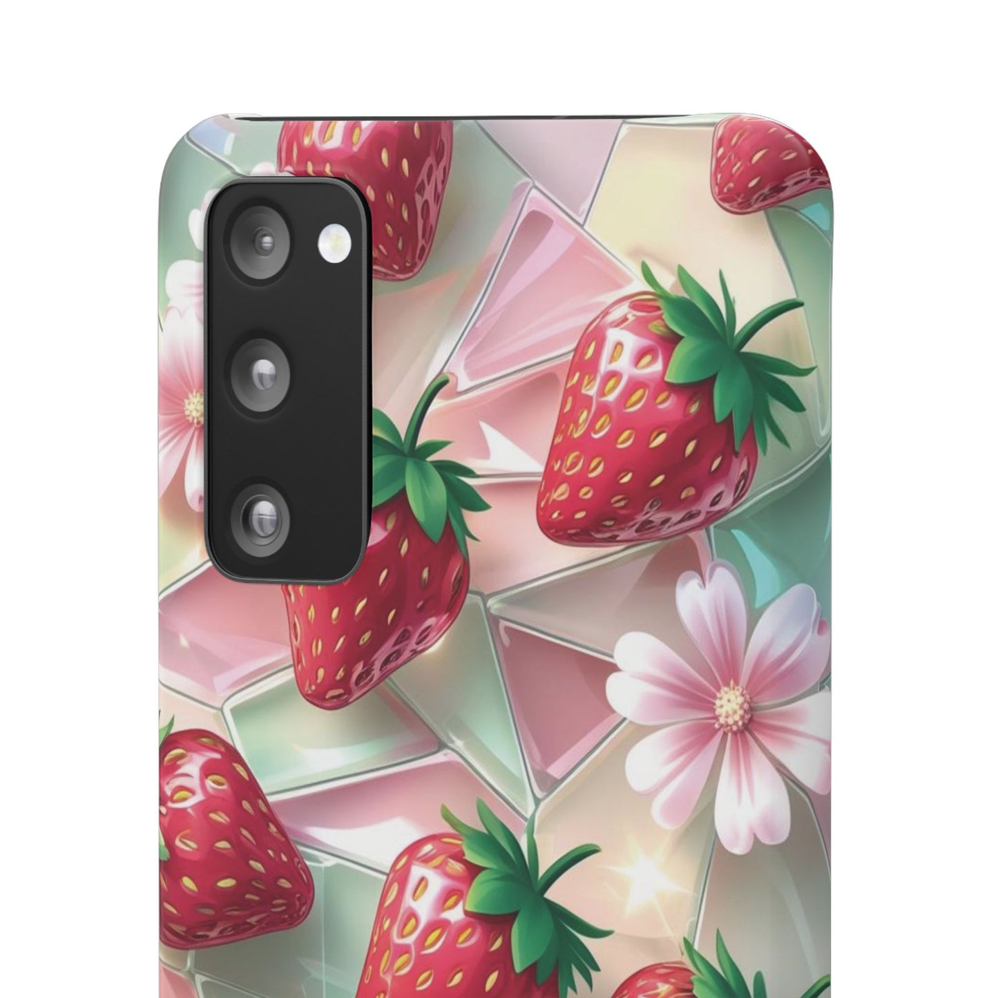 Snap Case Samsung Handyhülle - 3D Effekt Erdbeeren