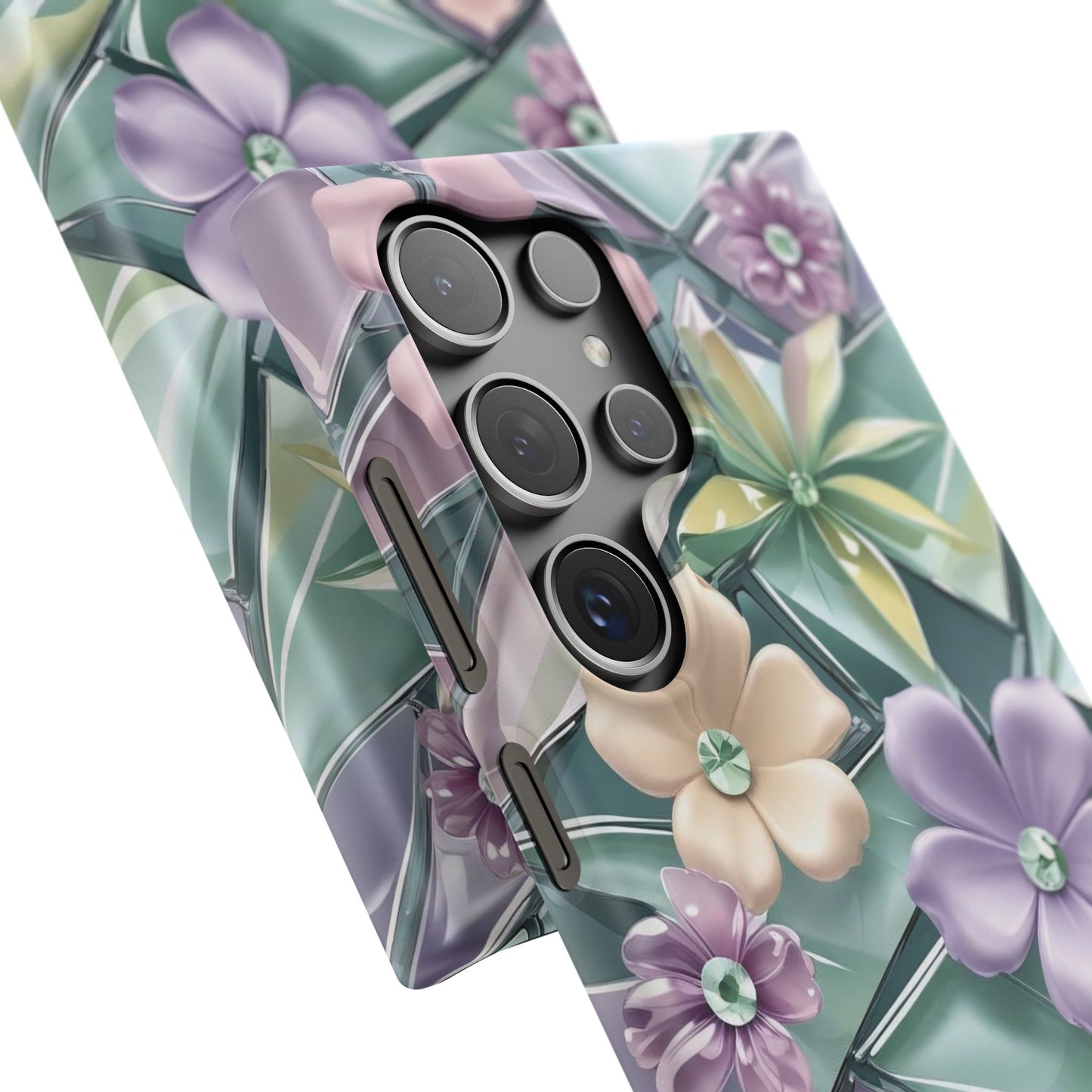 Snap Case Elegante Florale Samsung Handyhülle mit 3D-Effekt