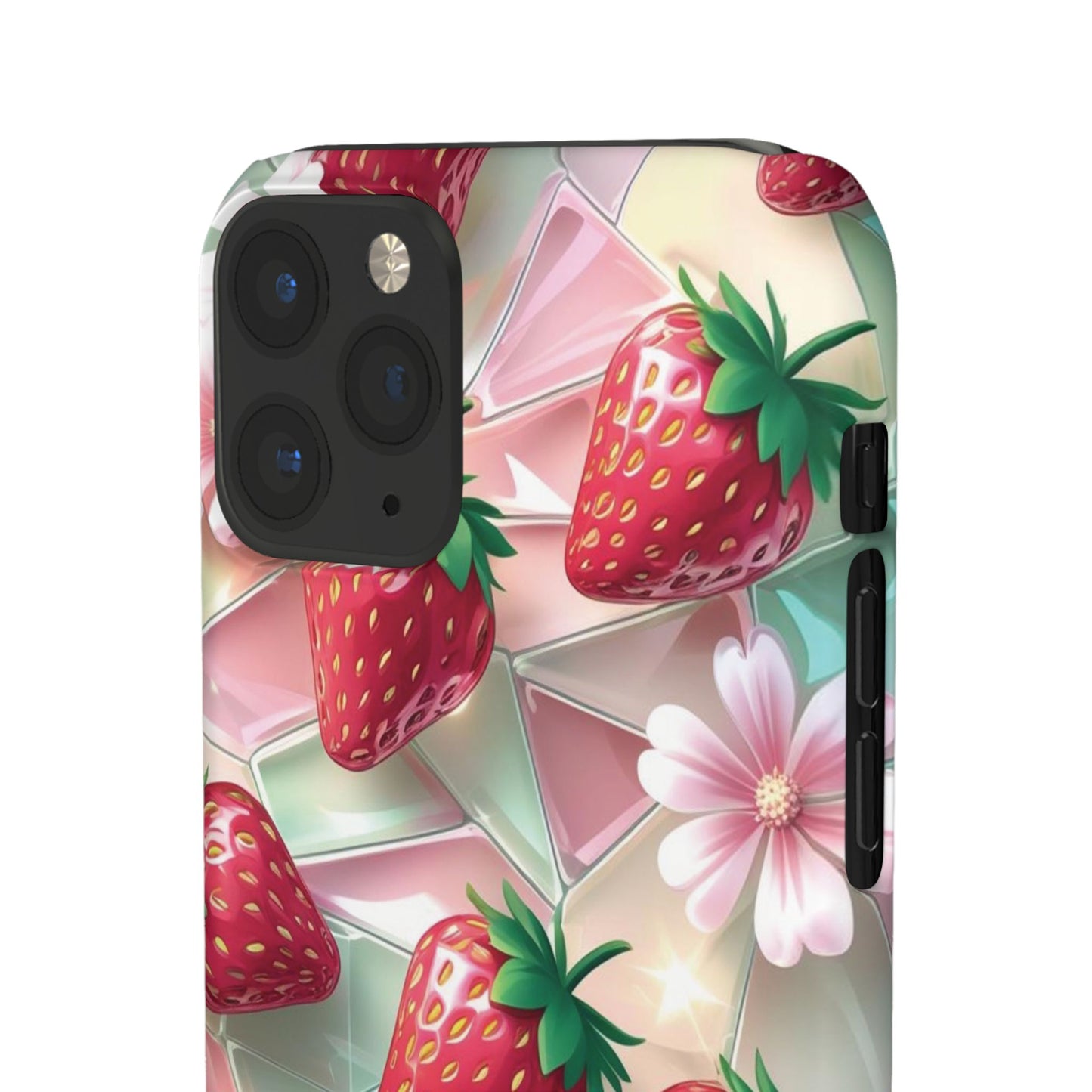 Snap Case iPhone Handyhülle - 3D Effekt Erdbeeren