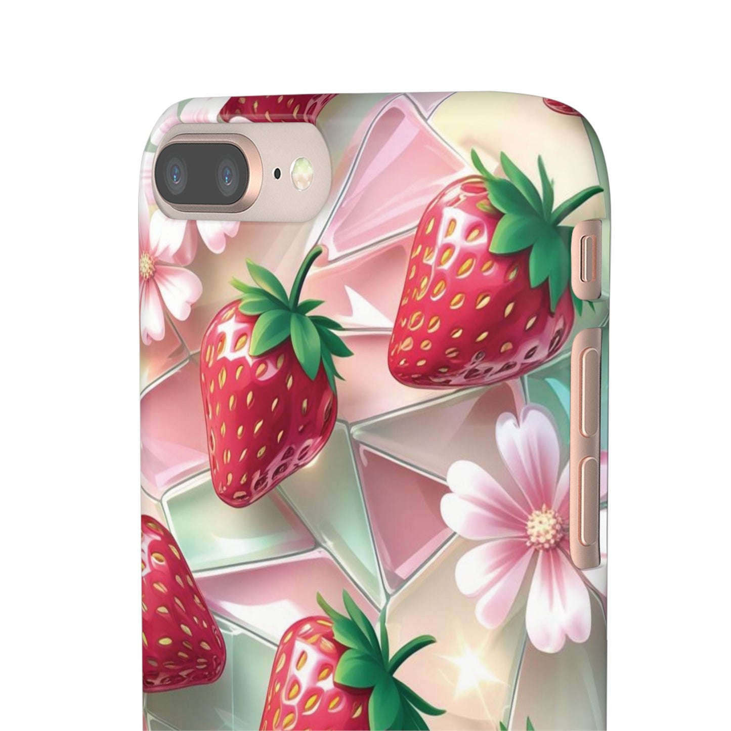 Snap Case iPhone Handyhülle - 3D Effekt Erdbeeren