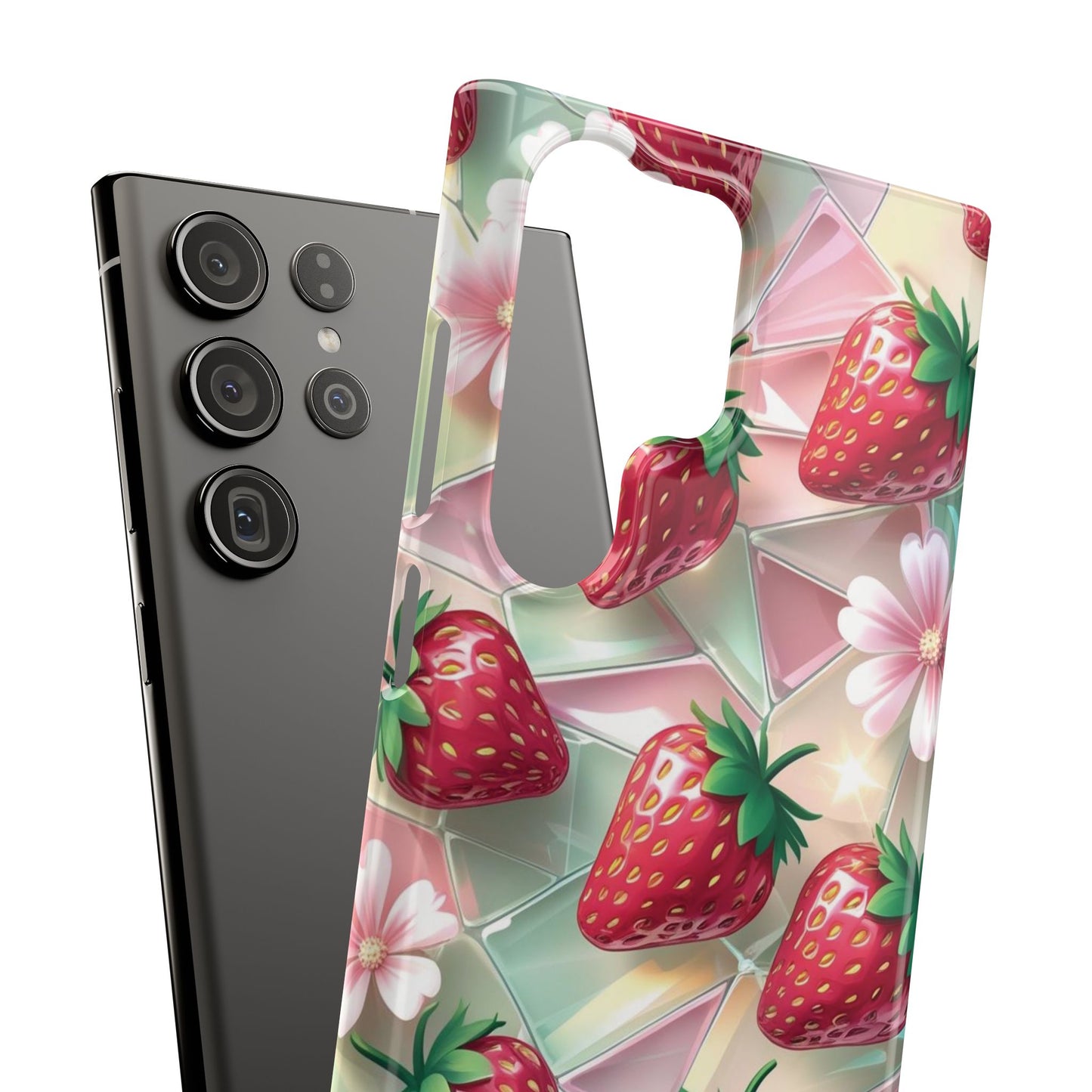 Snap Case Samsung Handyhülle - 3D Effekt Erdbeeren
