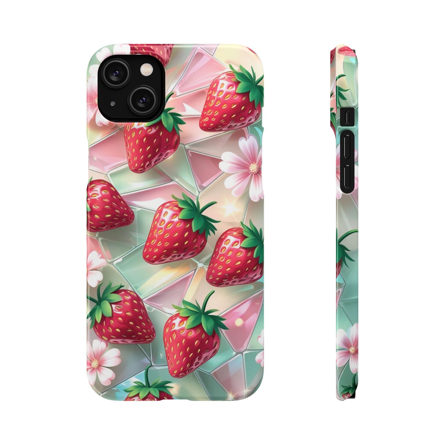 Snap Case iPhone Handyhülle - 3D Effekt Erdbeeren