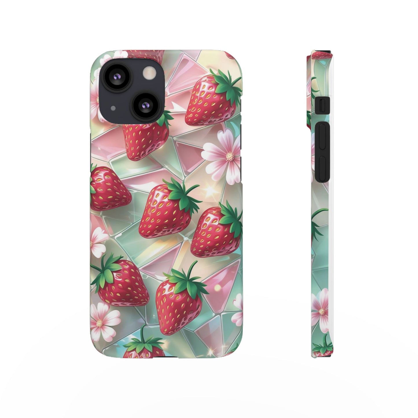 Snap Case iPhone Handyhülle - 3D Effekt Erdbeeren