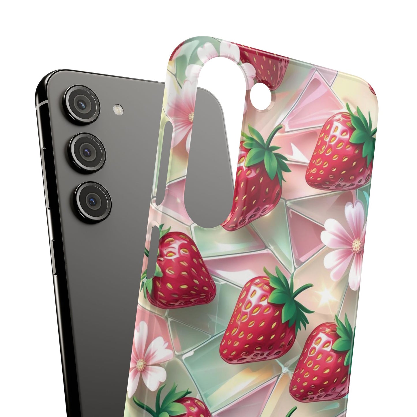 Snap Case Samsung Handyhülle - 3D Effekt Erdbeeren