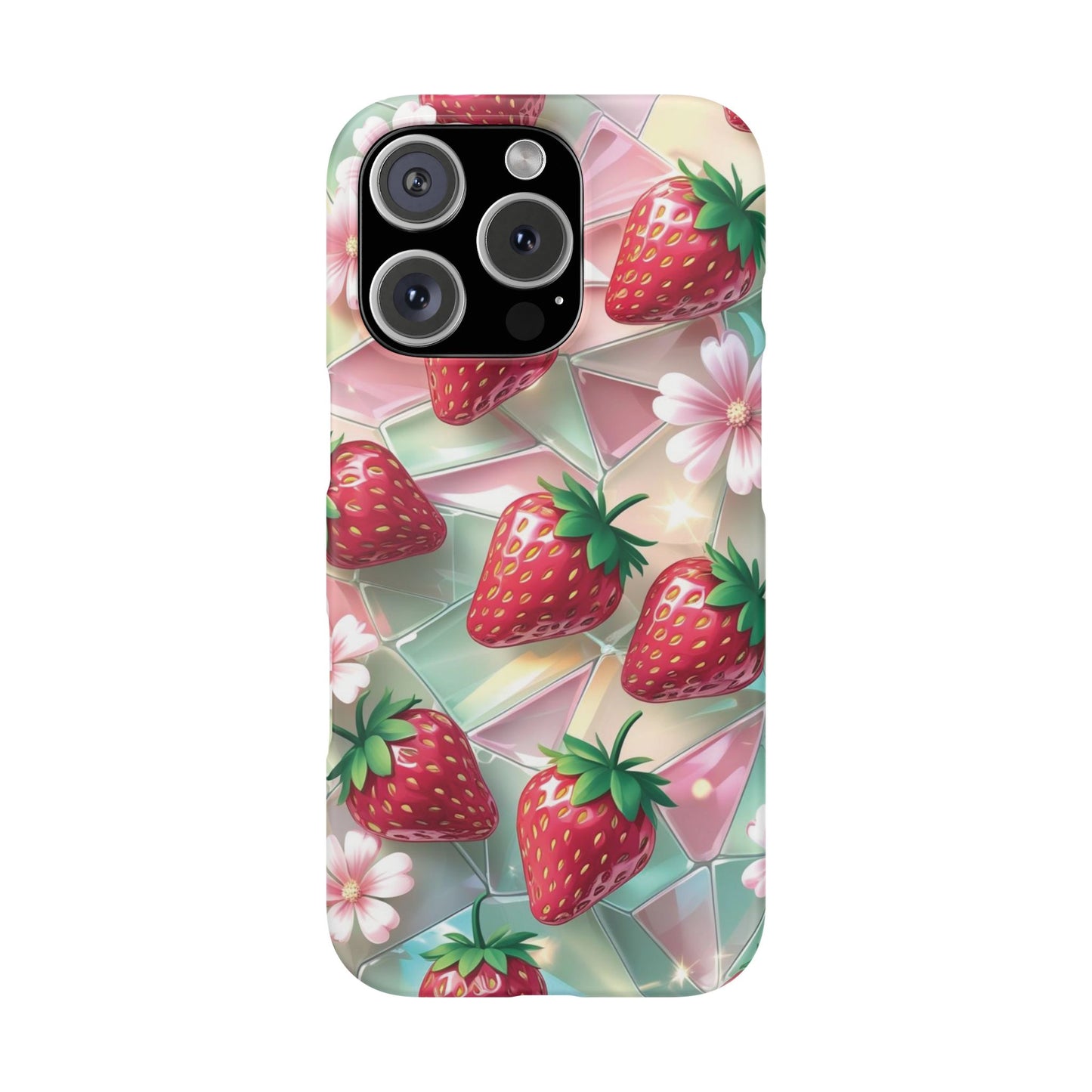 Snap Case iPhone Handyhülle - 3D Effekt Erdbeeren