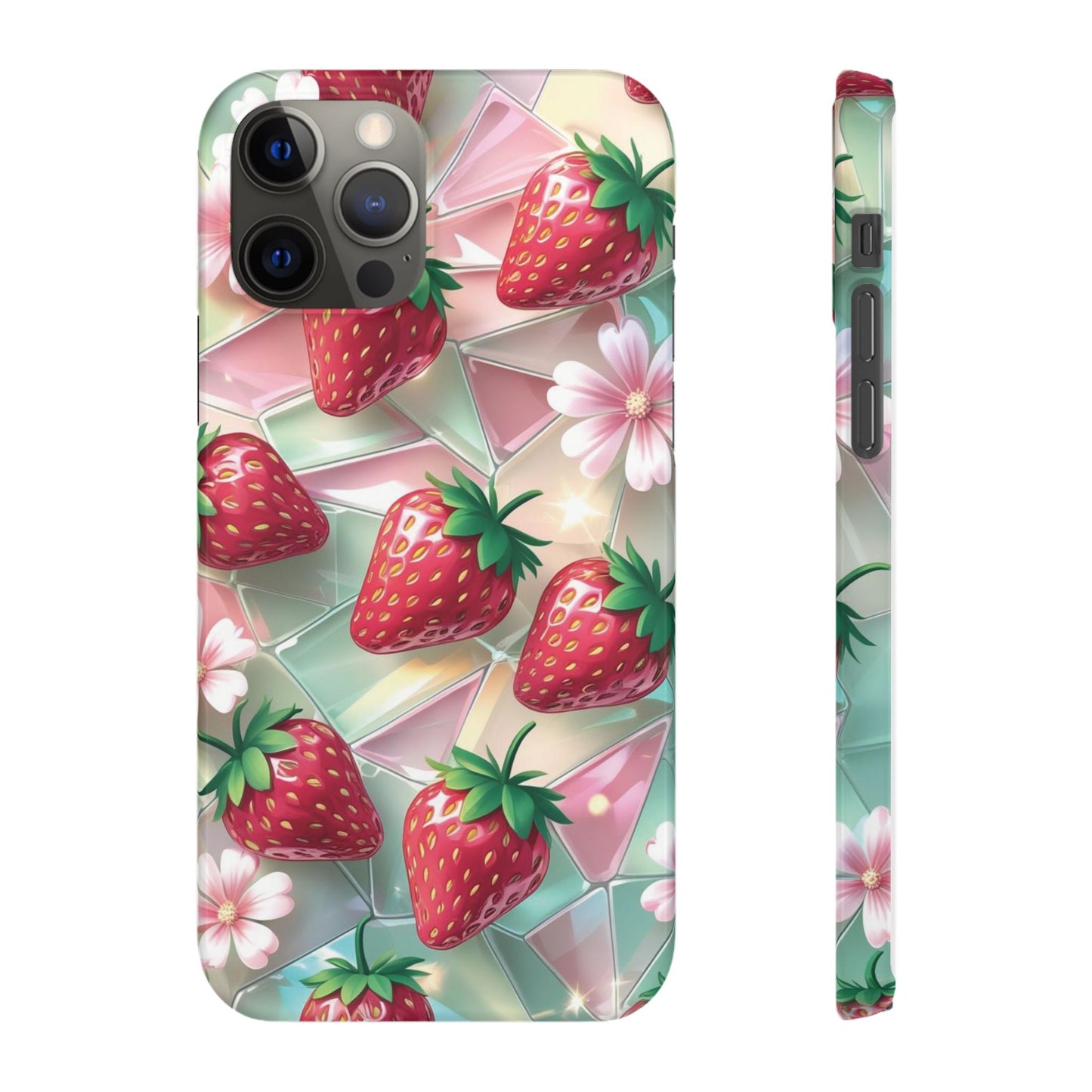 Snap Case iPhone Handyhülle - 3D Effekt Erdbeeren