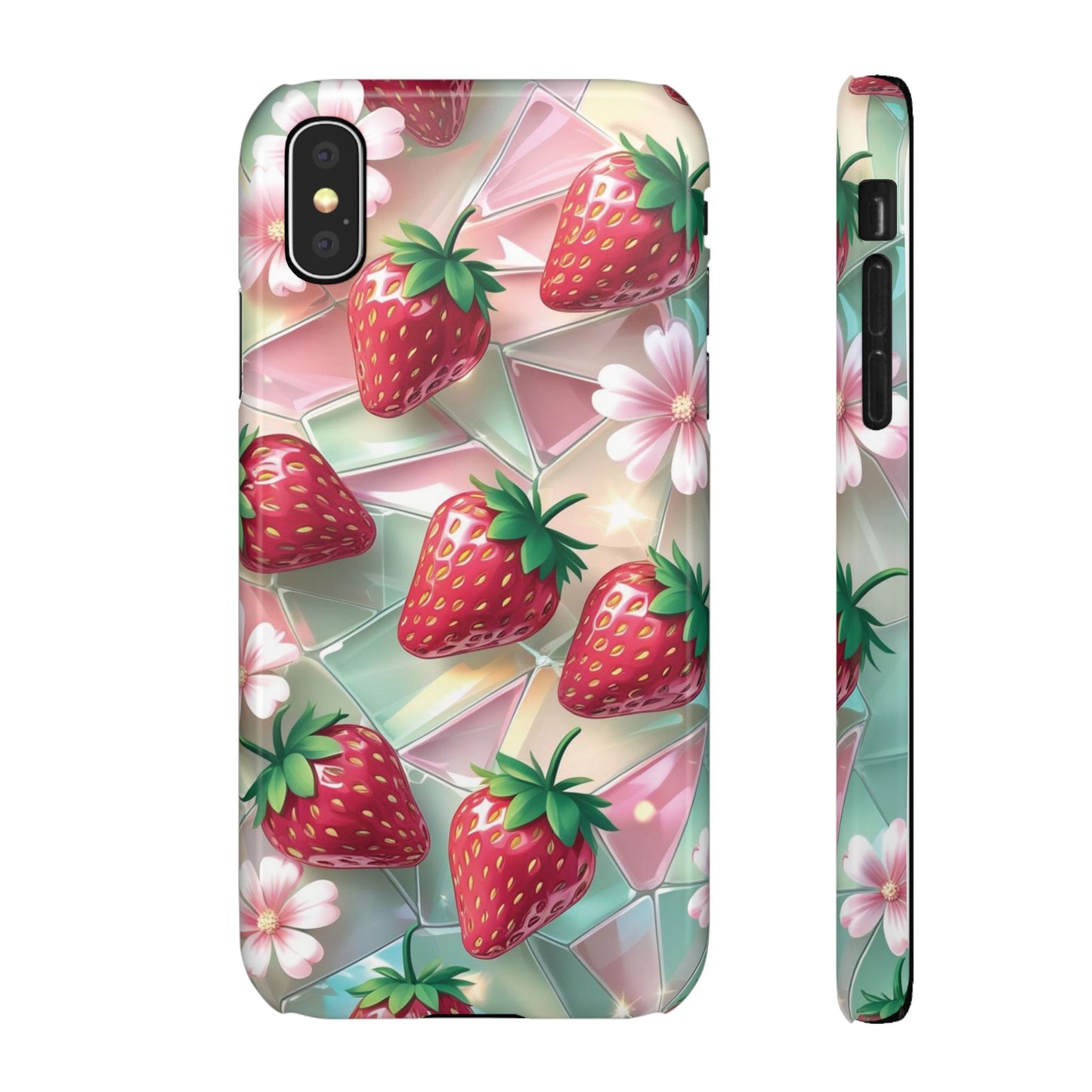 Snap Case iPhone Handyhülle - 3D Effekt Erdbeeren
