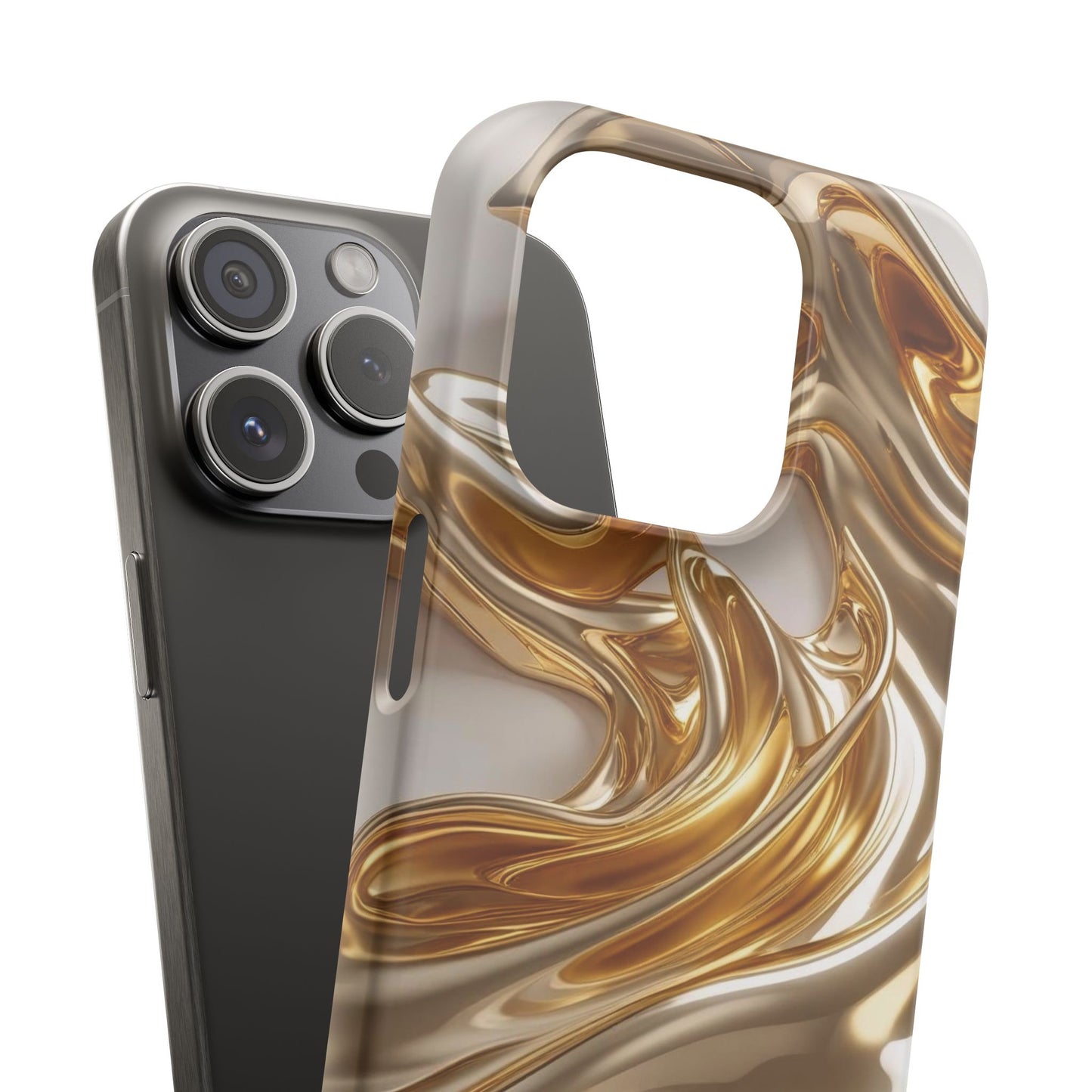 Snap Case iPhone Handyhülle – Gold Dynamic Liquid 3D Effekt