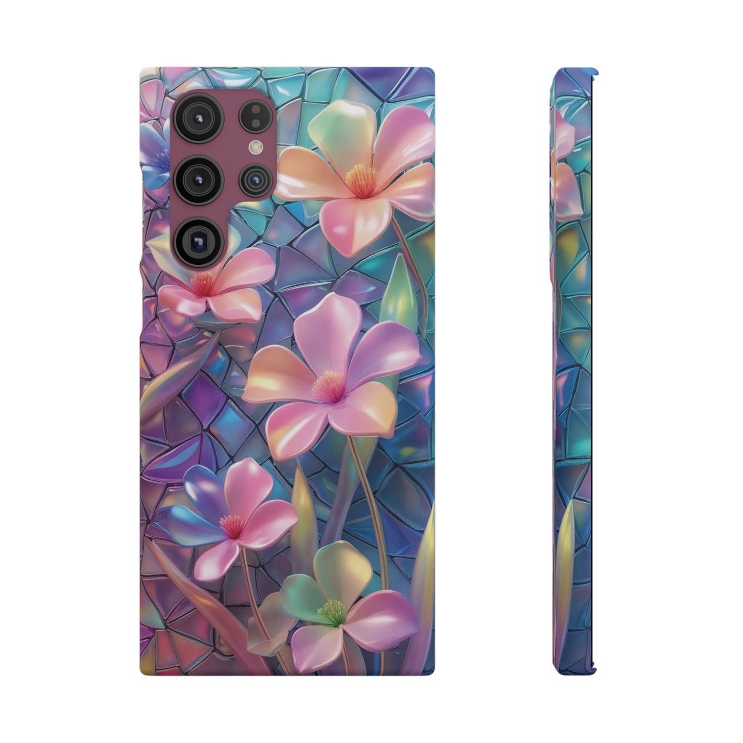 Snap Case Elegante Florale Samsung Handyhülle mit 3D-Effekt