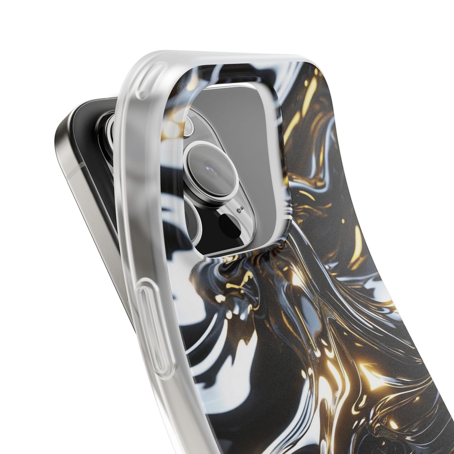 iPhone Handyhülle Flexi Case - Schwarz-Silber Metallic