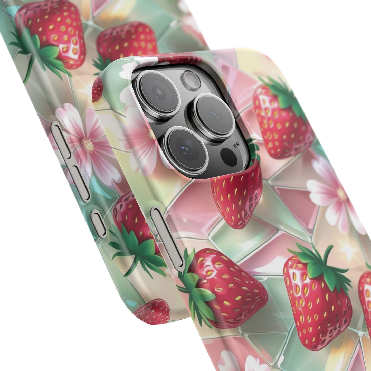 Snap Case iPhone Handyhülle - 3D Effekt Erdbeeren