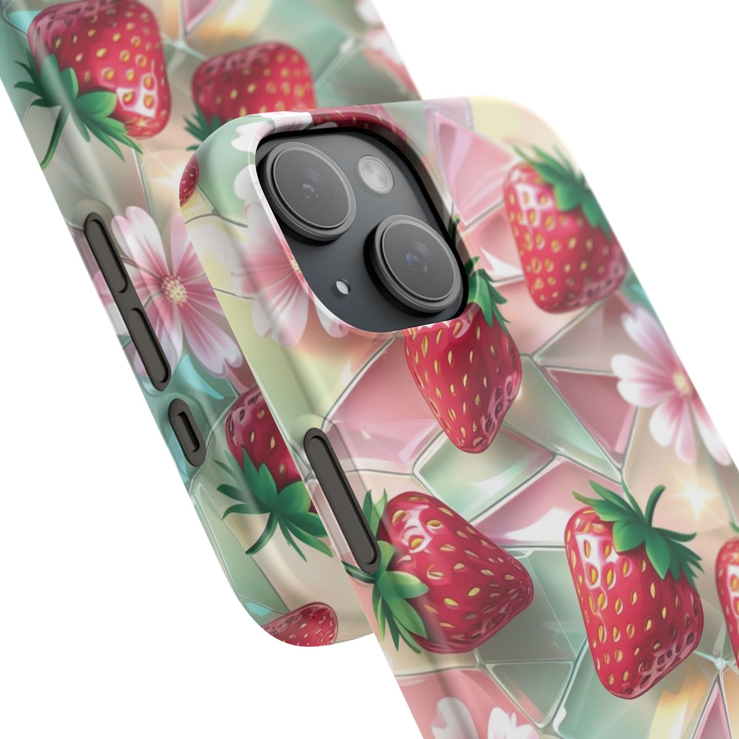 Snap Case iPhone Handyhülle - 3D Effekt Erdbeeren