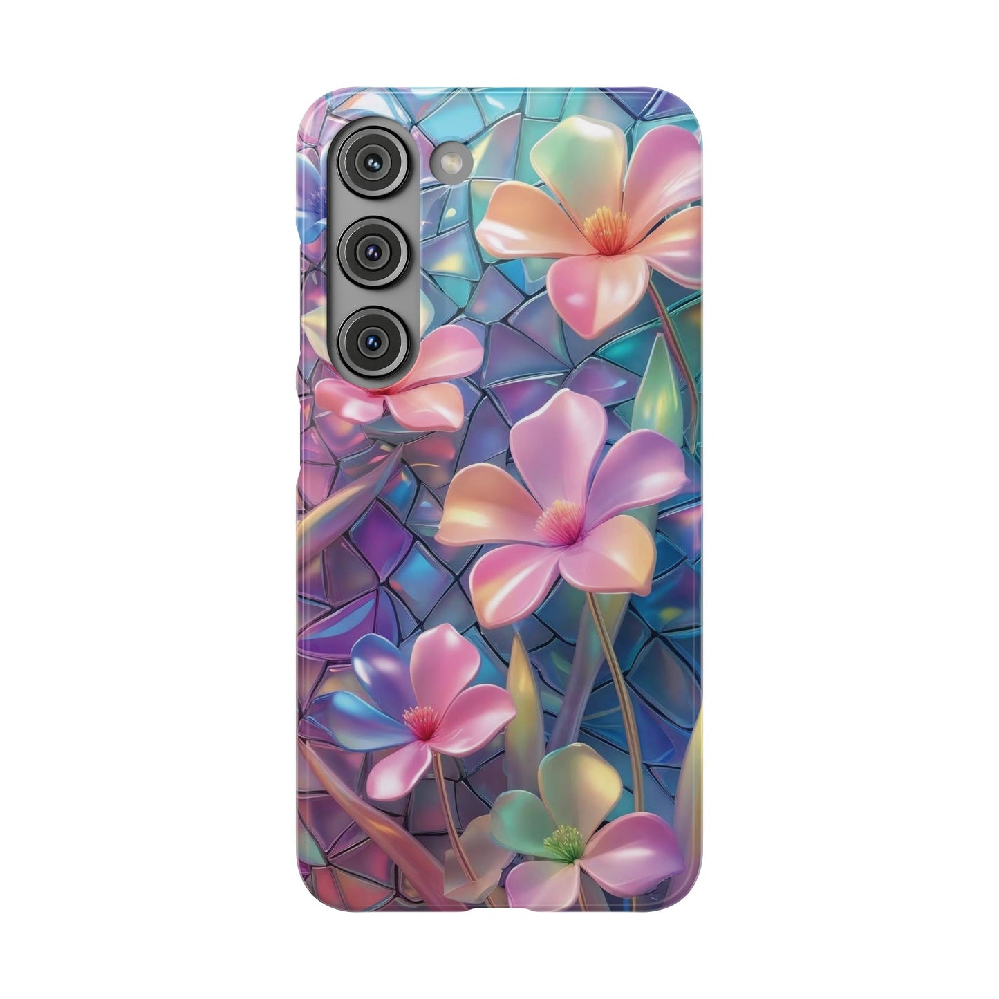 Snap Case Elegante Florale Samsung Handyhülle mit 3D-Effekt
