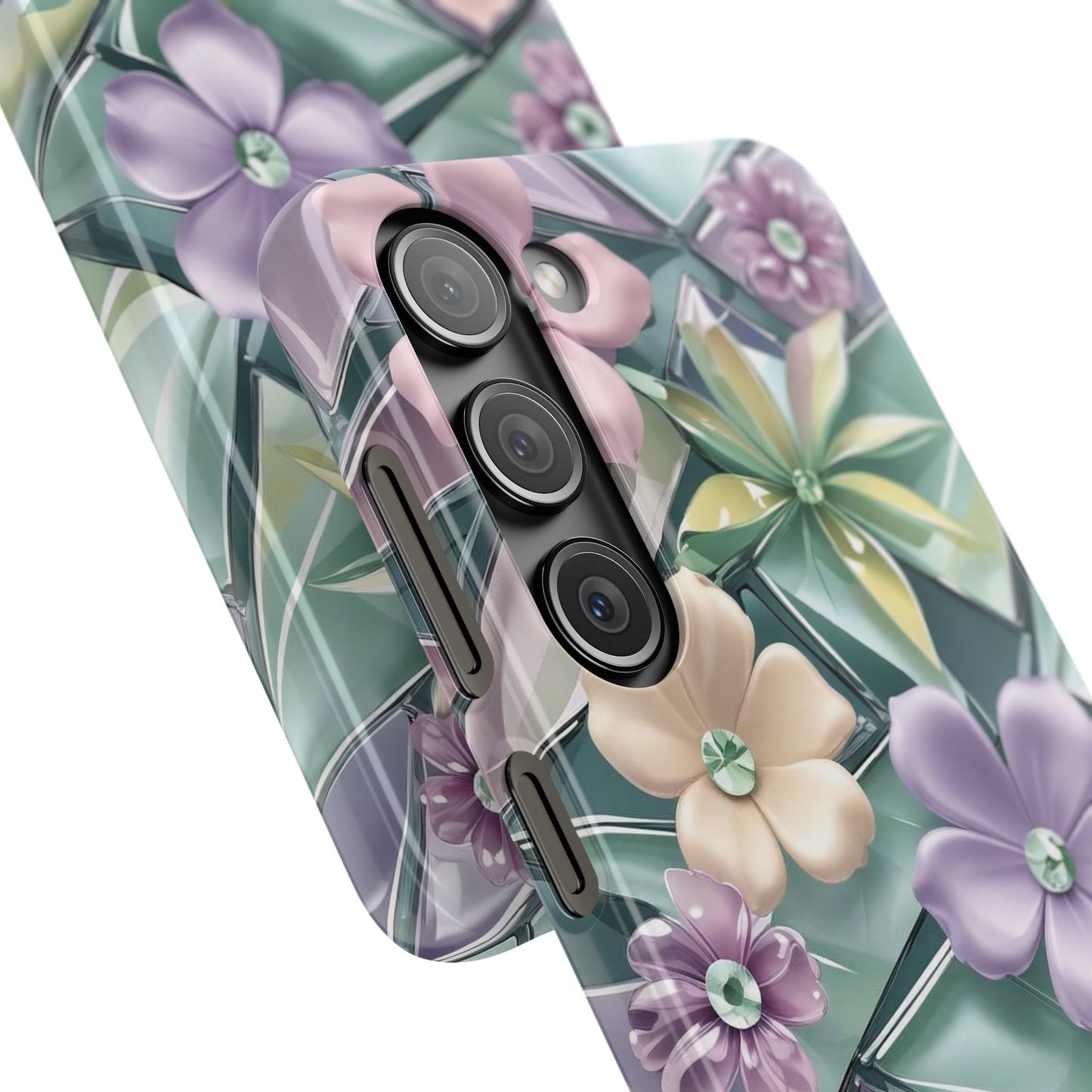 Snap Case Elegante Florale Samsung Handyhülle mit 3D-Effekt