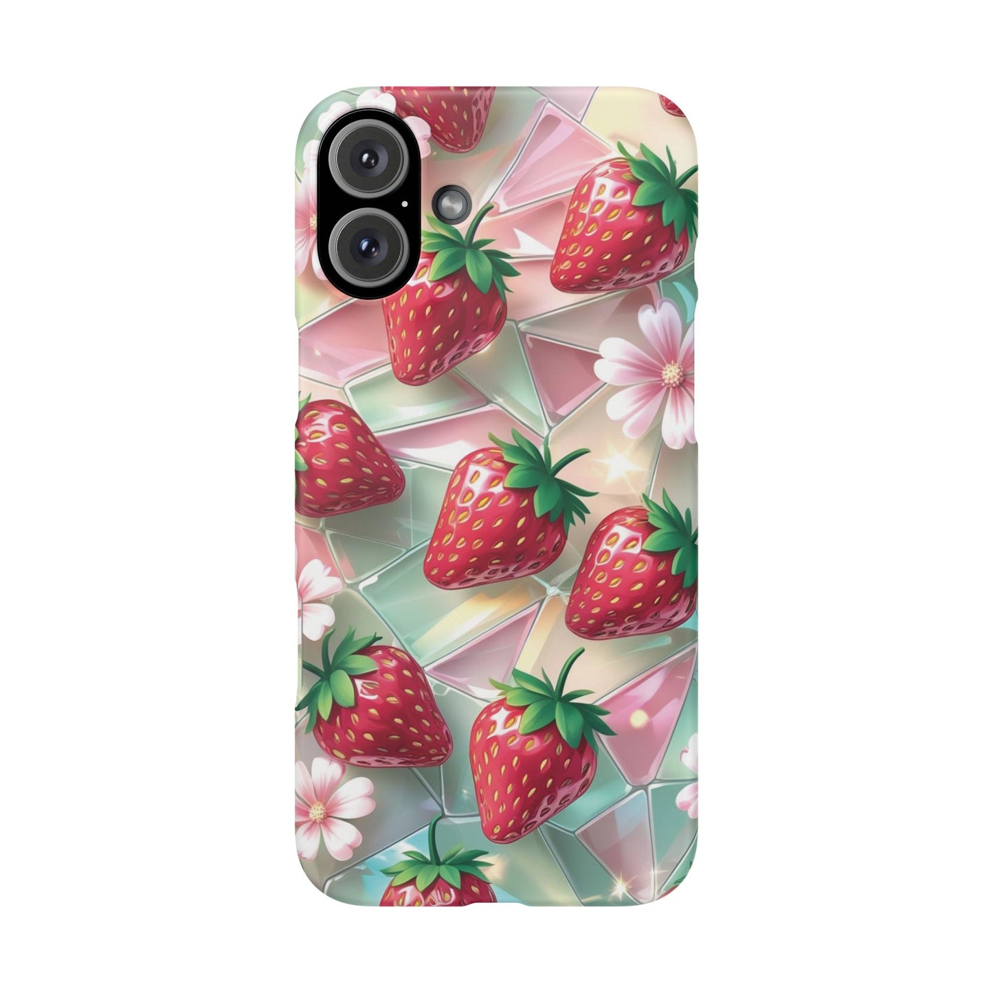 Snap Case iPhone Handyhülle - 3D Effekt Erdbeeren